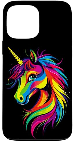 Licorne Coloré Arc-en-Ciel Cavalière Chevaux Équitation Coque pour iPhone 13 Pro Max