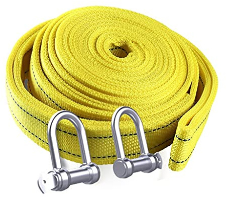 Cinghia di traino per recupero, Fune da traino con cinghia di recupero 12 tonnellate 3-10 m 2 anelli a D ganci(6m)