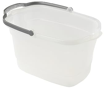 Casabella 4-Gal. Cleaning Bucket for Mopping, Large Rectangular Cleaning Storage and Mop Bucket with Handle and Pour Spouts, Clear/Gray