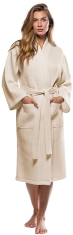 Turquaz Lightweight Full-Length Robes For Women Waffle Kimono Bathrobe - Soft, Fast-Drying, Long-Lasting Cotton Blend Unisex