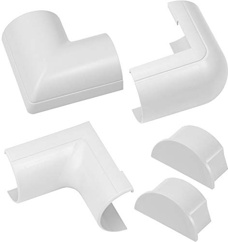 D-Line CLOAP5025W Maxi Clip-Over Accessory Pack | Join Multiple Lengths of 50x25mm Cable Cover | 5 Piece Electrical Trunking Multipack-White