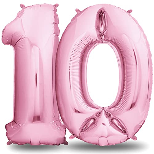 Envami® Palloncini 10 Anni 101 CM - Palloncino Numero 10 - Numeri Gonfiabili - Decorazioni Compleanno - Vola con l'Elio, Rosa