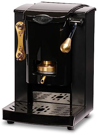 FABER COFFEE MACHINES | Petit modèle de fente en laiton Edition | Machine à café à dosettes ese 44mm | Noir plastique noir | Pressacialda en laiton