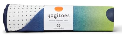 Manduka Yogitoes - Asciugamano per tappetino da yoga, leggero, ad asciugatura rapida, in microfibra, con tecnologia antiscivolo, per hot yoga, Vinyasa e Power, 180 cm, colore: smeraldo