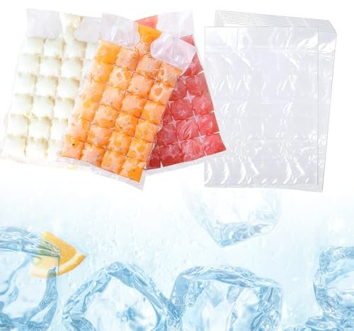 DOETYD 2 Pack 480 Ice Cube Bags, Self-Sealing Ice Cube Bags for Freez, Cocktail, Whiskey, Chilled Drinks, Kitchen BBQ Parties, Travel