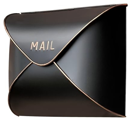 NACH Black Mailbox Wall Mount, 11.5 x 9 x 4.5 inch Wall Mount Mailboxes for Outside, Waterproof Mailboxes for Outside - Envelope Mailbox