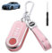 JIZZU Cover Chiave per Fiat 500, Guscio Chiave per Lancia ypsilon, Telecomando Auto Chiave 3 Tasti, Ricambio Chiave Cover per Fiat Brava Doblo Fiorino Punto Panda Palio Scudo Sedici Qubo(Rosa)