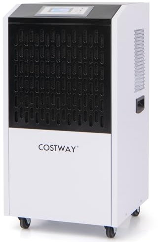 COSTWAY 118 L Deshumidificador, 1300W Deshumidificadores de Humedad con Manguera de Drenaje, Deshumidificador Comercial con Temporizador de 24h y 4 Ruedas para Sótano, Almacén, hasta 790㎡ (Blanco)