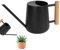 OFFCUP Gießkanne Zimmerpflanzen, 1L Gießkanne Klein Gartengießkanne, Edelstahl Watering Can Garten Gießkanne mit Langem Auslauf und komfortablem Holzgriff für Außen Zimmerpflanzen Sukkulenten(Schwarz)