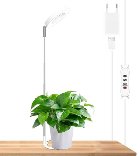 RIGIDON Lampe Plante Interieur, 17-63cm 48 leds Grow Light, Led Horticole Spectre Complet Lampe de Croissance avec Minuterie ON/OFF Automatique 3 Modes pour Hydroponie, Serre Culture, Potager, Semis