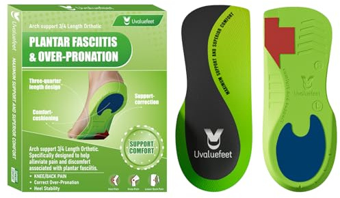 Solette ortopediche a 3/4 per fascite plantare, piedi piatti, iperpronazione, tendinite di Achille, design con cuscinetti a doppia ammortizzazione per alleviare il dolore al tallone, solette di