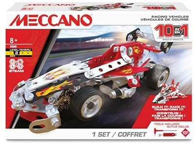 MECCANO 10-in-1 Racing Vehicles Construction Set For Children From 8 Years And Over Constrcution Set Kids Building Toy STEM kit Race Car To Build Yourself