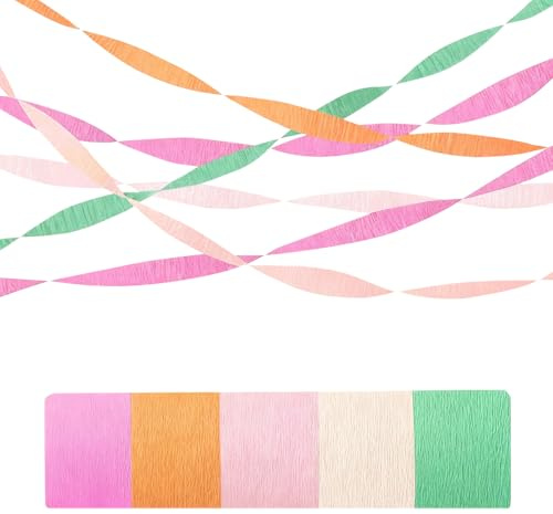5 Rotoli Carta Crespa Colorata 4,5cm x 25m