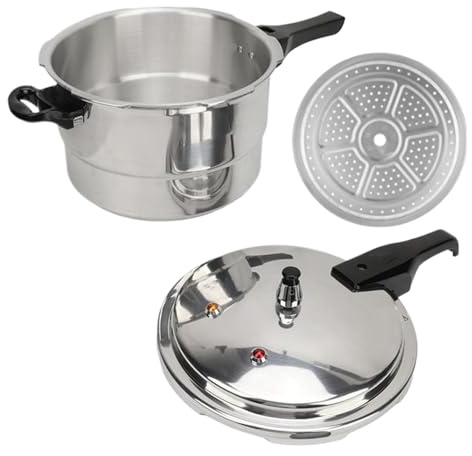 Olla a presión -5L Batería de cocina a presión con inserto de vapor | Olla duradera para verduras, carne, aves y mariscos - Utensilios de cocina para uso doméstico y restaurante