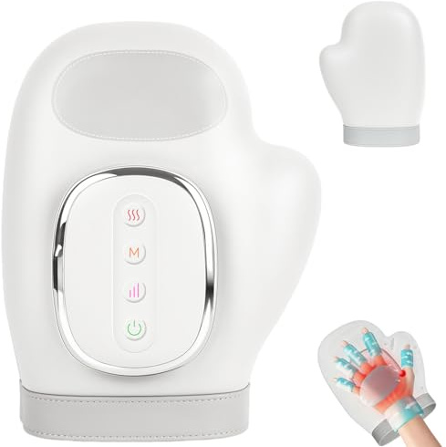 Hand Massager Airbag, Electric Hand Massager with Heat and Compression, 3 Modes, 4 Temp Settings, 5 Levels, Rechargeable Cordless Finger Massager for Arthritis, Pain Relief Heated Wrist Finger Massage