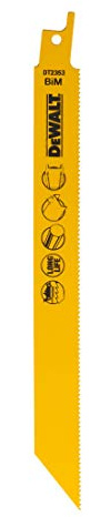 DeWalt BI-Metall Metallsäbelsägeblätter (Gesamtlänge: 203 mm, Zahnteilung: 1.8 mm, für schnelle Schnitte in Stahl und NE-Metallen, Blech, Rohren und Profilen (3-8 mm)- Großpack) DT2323
