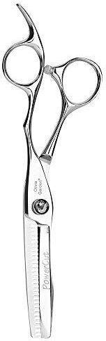 Olivia Garden Powercut 6.0 28 denti Sfoltitrice Europea in Custodia Nera - Sfoltimento senza Sforzo, Lame Convesse, Manico Ergonomico