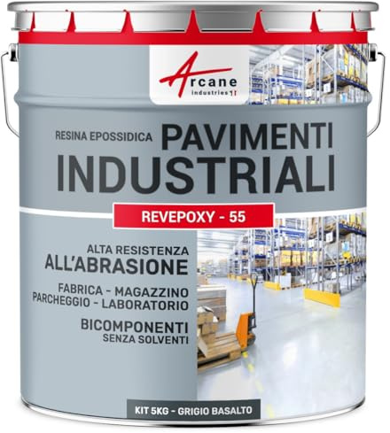 ARCANE INDUSTRIES Résine epoxy Sol - Peinture resine pour sols béton,Ciment,carrelage : REVEPOXY TRAFIC INTENSIF - 5 kg (jusqu'à 10 m² en 2 Couches) Gris Basalte - RAL 7012