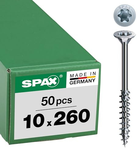 SPAX Holzbauschraube, 10, 0 x 260 mm, 50 Stück, T-Star plus, Senkkopf, Teilgewinde, 4CUT, Wirox A3J, 0191021002605, 10 Stück, 191011002605