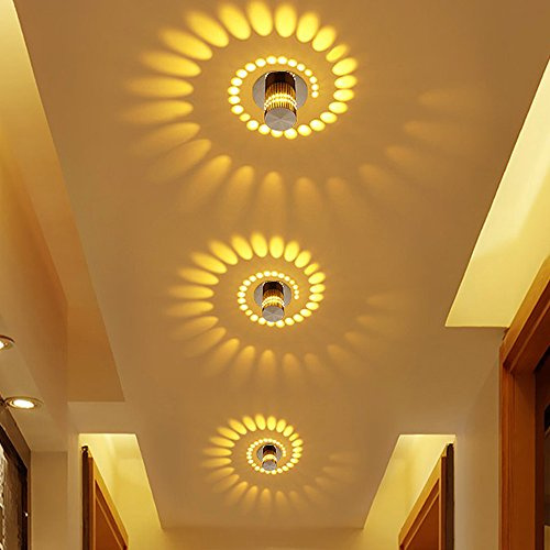3W moderne design encastrables LED ronde Corridor Downlight Lumières Plafonnier Spots Effet Lampe murale Spots Ombre Effet lumière spirale orientable couloir lampe décoration Blanc Chaud 3000K ø55 mm