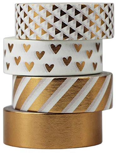 Gouert 4 Rollen Washi Tape Design Kupfer Dekoband Masking Tape Dekorative Klebeband buntes Klebebänder für DIY Craft Scrapbooking Geschenkpapier