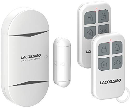LACORAMO 130db Sensor de Alarma para Puertas y Ventanas con 2 Controle Remoto Campana de Apertura de Contacto magnético inalámbrico para niños,hogar,refrigerador,Tienda(1 Alarma 2 Controles