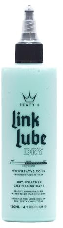 Peaty’s Link Lube Dry Chain Lubricant - Smooth Drivetrain In The Driest Conditions, Bespoke Blend Of Waxes, Long Lasting, Quiet, Clean, Biodegradable, MTB, Road & Gravel Bicycle - 120ml