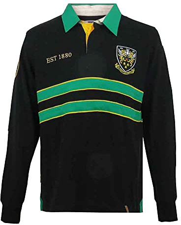 Northampton Saints - Maglietta da Rugby, Stile Vintage, Colore: Nero, Verde, Oro (XSmall)