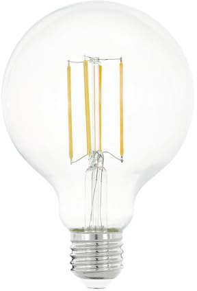 Eglo LED E27, bombilla Globe classic, luz para iluminación retro, 8 vatios (equivalente a 75 vatios), 1055 lúmenes, blanco cálido, 2700k, Edison G95, Ø 9,5 cm
