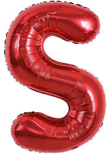 TONIFUL 40 Inch Large Bright Red Letter Balloons A-Z, Giant Jumbo Helium Foil Mylar Big Letter S Balloons for Birthday Party Anniversary Wedding Decorations
