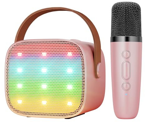 BONAOK Karaoke Mikrofon Kinder, Mikrofon Maschine Mit Mikrofon, Con microfono Wireless, lettore MP3 Musicale per Ragazze e Ragazzi di 4, 5, 6, 7, 8, 9, 10 anni (rosa)
