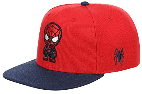 Marvel Spider-Man Youth Snapback Hat – Adjustable Kids Cap Featuring Iconic Web-Slinger Design – Durable 100% Polyester, Structured Fit – Ages 8–14, Red & Blue Superhero Baseball Style Cap