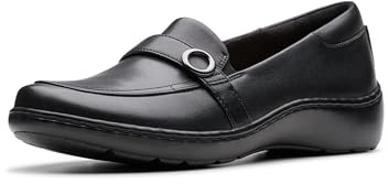 Clarks Mocasines Cora Amanda para Mujer, Cuero Negro, 40 EU