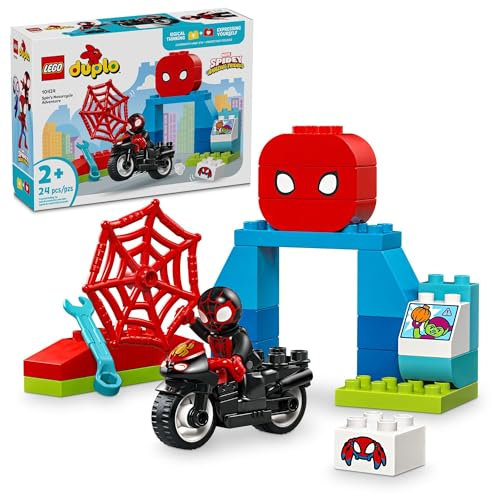 LEGO DUPLO Marvel Spin’s Motorcycle Adventure Fantasy Playset, Based on Spidey and His Amazing Friends TV Show, Build-and-Rebuild, Toddler Toys, Preschool Motorcycle Toy for Kids' Ages 2 and Up, 10424
