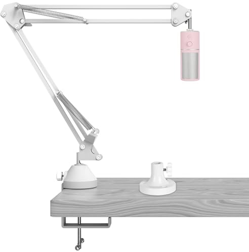 Geekria för creators mikrofonarm kompatibel med Razer Seiren V3 Chroma, V3 Mini, X mikrofonboomarm med flänsmontering för bord, upphängningsstativ, skrivbordsfäste (vit)
