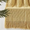 KASYLAN 100% Acrylic Knitted Throw Blanket Textured Solid Soft Decorative Throw for Sofa, Couch, Bed,127x152cm,Mustard