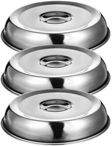 Ciieeo 3 Piezas Cubiertas De Acero Inoxidable Para Alimentos Tapas Antisalpicaduras Para Bistec Con Asa Cúpulas Protectoras Para Servir Y Mantener Frescura En Cocina Y Restaurante