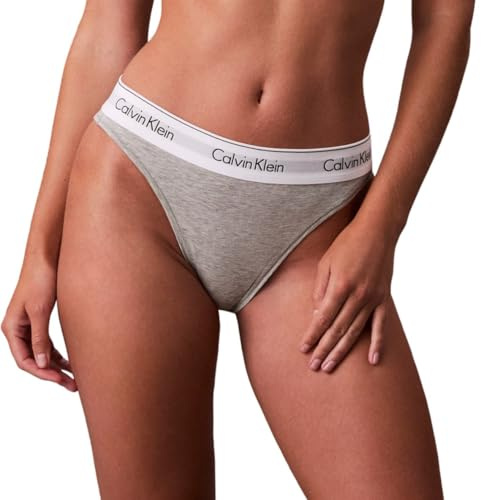 Calvin Klein Braguita Tipo Bikini Mujer High Leg con Logotipo en la Cintura, Gris (Grey Heather), M