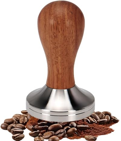 SHINWHEN Kaffee Tamper, Espresso Tamper 58mm mit Edelstahlbase und Holzgriff, Antivakuum-Kante, perfekten Espresso Barista-Werkzeug für Cafes und Kaffeeliebhaber