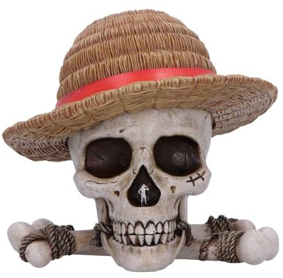 Nemesis Now One Piece Luffy Jolly Roger Box - Cast in Resin, Hand Painted, Collectible Storage, Gifts for Men & Anime Collectors, Iconic Skull & Crossbones with Straw Hat Design, 17.5cm