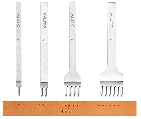 WUTA Perforatrice in pelle, di seconda generazione, in acciaio ad alta velocità, per il fai da te (4 mm 1 + 2 + 4 + 6)
