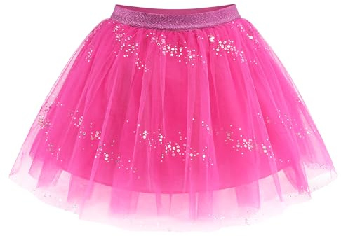 Stelle Pink Tutu Skirt Girls Sequin Ballet Tutu Dress for Girls 2-11 Year Soft Layered Tulle Dance Princess Birthday Outfits (Hot Pink,XS)
