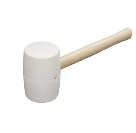 Opatiny Mazo ergonómico con mango de madera para instalación de azulejos y montaje de muebles, cabeza blanca, 34 x 11 x 7 cm