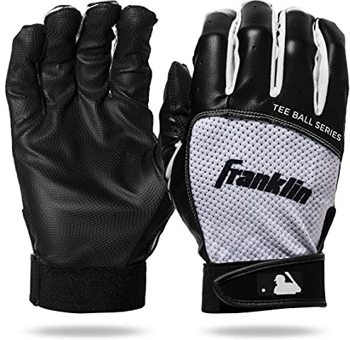 Franklin Sports Jugend Teeball Schlaghandschuhe – Youth Flex – Kinder Schlaghandschuhe für Teeball, Baseball, Softball – Schwarz/Weiß – Größe M (21205F2)