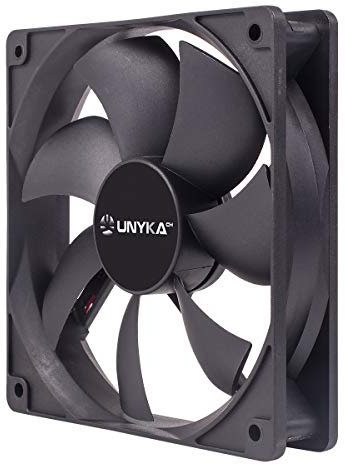 UNYKAch Ventilador de Ordenador 120 mm, Negro Básico PC, 1200 RPM, 4 Pines, 7 Aspas, Silencioso