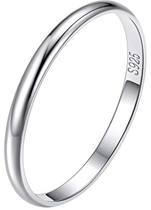 Suplight Anillos Plata de Ley 925 Finos Mujeres Anillos Platino Plateado Púlidos de Novias Prejas Esposas Talla 12 Joyería Romántica de Día Valentín
