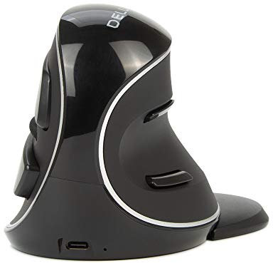 DELUX Ergonomische Maus Kabellos, Wiederaufladbar Vertikale Maus mit Abnehmbarer Handballenauflage, Stummes Klicken, 800-4000 DPI, Multigerät, für Laptop/PC/Computer (M618PD)