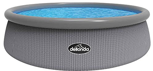 Dellonda 15ft Inflatable Swimming Pool Round with Filter Pump - Grey Rattan - DL18