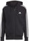 adidas Uomo Essentials French Terry 3-Stripes Full-Zip Hoodie, Black / White, L