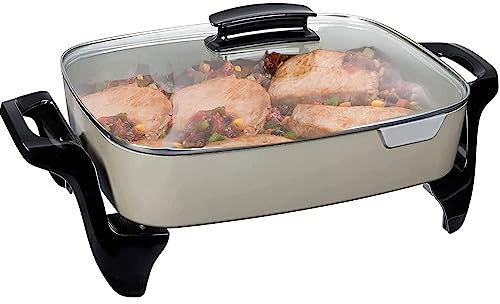 16 Grey Ceramic Electric Skillet - Roast fry grill stew bake make casseroles and more